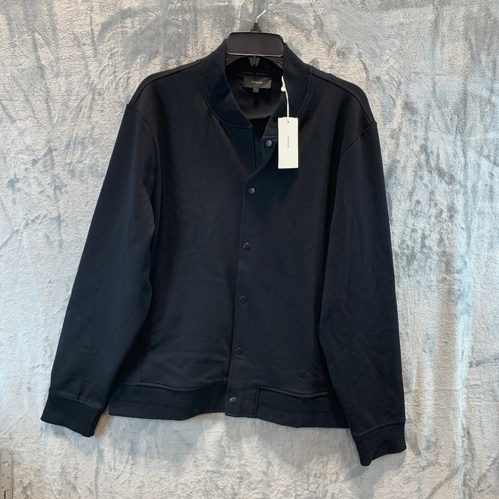 Vince Mens Black Stretch Bomber Jacket Snap Front M72389182 Size L Minimalist